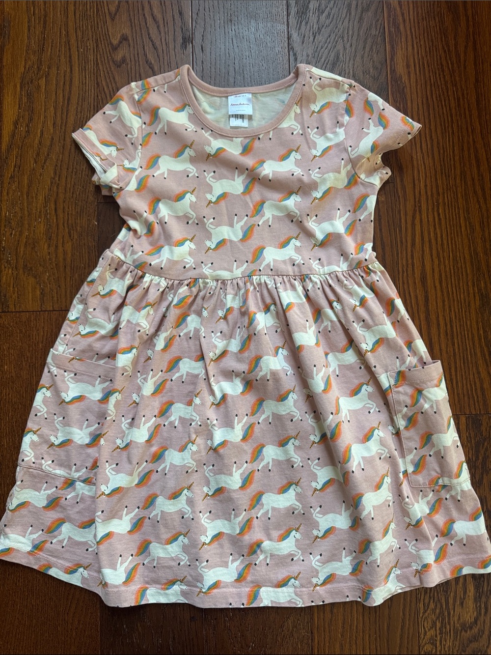 Like New Hanna Andersson Girls Pink Unicorn Pocket Dress